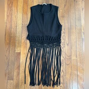 Zara Black Fringe Crop Top